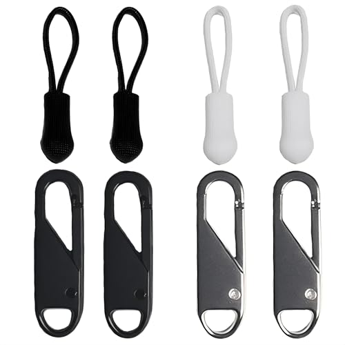 LEIBOCHAO 40 Stück Reisverschluss-Zipper Ersatz Set | 20 Metall-Zipper + 20 Silikon-Griffe | Universalpassend für Kleidung, Taschen & Koffer | Reparaturset mit Schwarz/Weiß Kombi von LEIBOCHAO