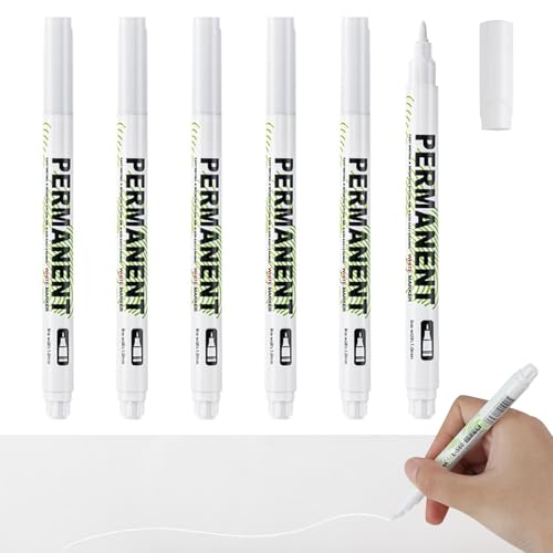 LEIBOCHAO 6 Stück Permanentmarker, Acryllackstift, weiße Filzstifte Stifte mit feiner Spitze 1,0 mm, permanent Acrylstifte für Stein, Holz, Glas, Keramik, Leinwand, Reifen LEIBOCHAO 6 Stück Permanentmarker, Acryllackstift, weiße Filzstifte Stifte mit feiner Spitze 1,0 mm, permanent Acrylstifte für Stein, Holz, Glas, Keramik, Leinwand, Reifen von LEIBOCHAO