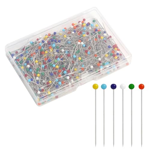 LEIBOCHAO Nähnadeln, 500 Stück, mehrfarbige Schneidernadeln, Glasnähnadeln mit rundem Kopf, Nähnadeln für Kurzwaren, Quilten, Nähen und Basteln, der Kopfdurchmesser 4 mm und die Nadellänge 36 mm von LEIBOCHAO
