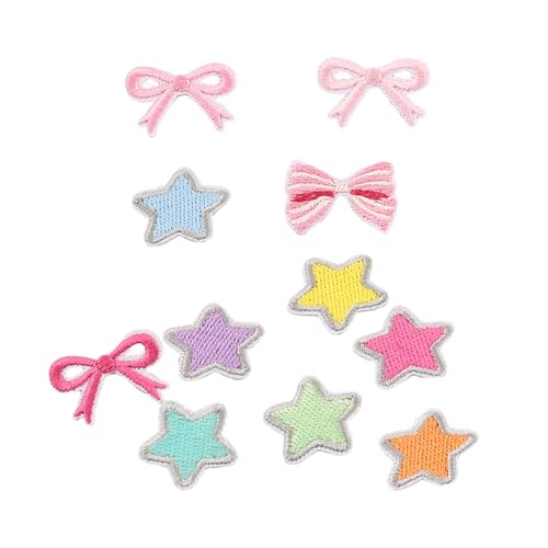 11 PCs Bögen Auf/Eisen Auf Flecken Stern Gestickte Flecken Bogenknoten Nähflecken Applique Patches Für Die Beuteldekoration von LEIDJGUN