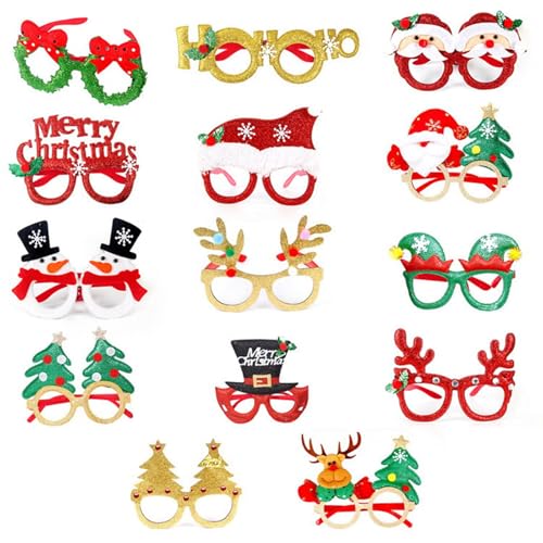 LEIDJGUN Brillenrahmen mit Weihnachtsmotiv für Kinder und Erwachsene, lustiges Brillengestell-Set mit Weihnachtsmütze, Slap Armbändern und Stirnband LEIDJGUN Brillenrahmen mit Weihnachtsmotiv für Kinder und Erwachsene, lustiges Brillengestell-Set mit Weihnachtsmütze, Slap Armbändern und Stirnband von LEIDJGUN