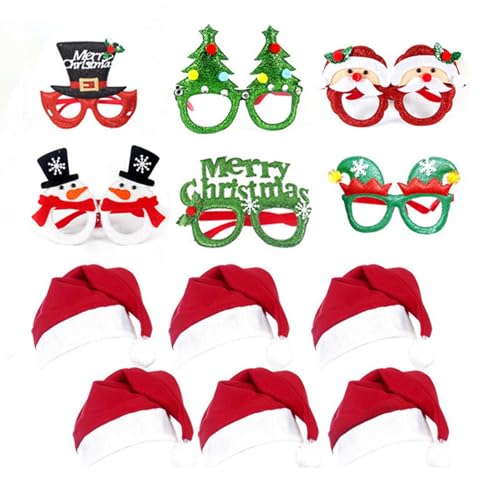LEIDJGUN Brillenrahmen mit Weihnachtsmotiv für Kinder und Erwachsene, lustiges Brillengestell-Set mit Weihnachtsmütze, Slap Armbändern und Stirnband LEIDJGUN Brillenrahmen mit Weihnachtsmotiv für Kinder und Erwachsene, lustiges Brillengestell-Set mit Weihnachtsmütze, Slap Armbändern und Stirnband von LEIDJGUN