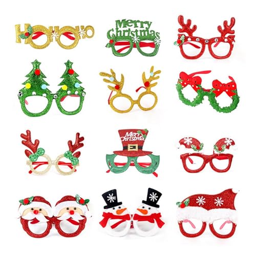 LEIDJGUN Brillenrahmen mit Weihnachtsmotiv für Kinder und Erwachsene, lustiges Brillengestell-Set mit Weihnachtsmütze, Slap Armbändern und Stirnband LEIDJGUN Brillenrahmen mit Weihnachtsmotiv für Kinder und Erwachsene, lustiges Brillengestell-Set mit Weihnachtsmütze, Slap Armbändern und Stirnband von LEIDJGUN