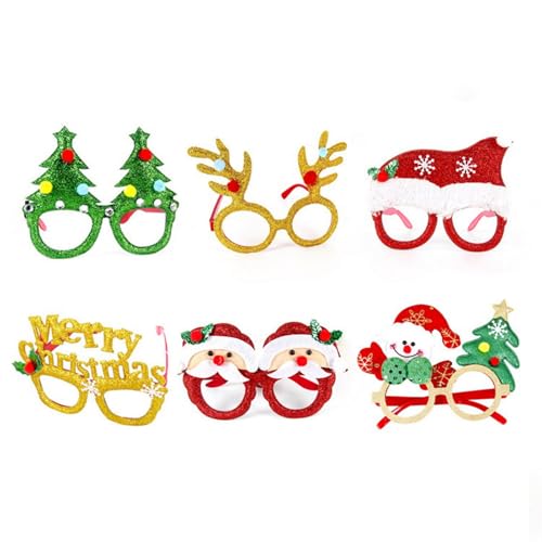 LEIDJGUN Brillenrahmen mit Weihnachtsmotiv für Kinder und Erwachsene, lustiges Brillengestell-Set mit Weihnachtsmütze, Slap Armbändern und Stirnband von LEIDJGUN