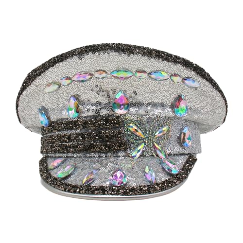 LEIDJGUN Kapitänshut mit Schmucksteinen und schweren Kristall-Pailletten für Braut, Junggesellinnenabschied, Handperlen, Schmetterlingshut, Hochzeitsfotos LEIDJGUN Kapitänshut mit Schmucksteinen und schweren Kristall-Pailletten für Braut, Junggesellinnenabschied, Handperlen, Schmetterlingshut, Hochzeitsfotos von LEIDJGUN