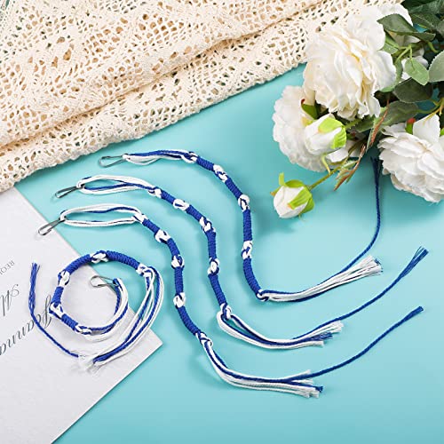 Leifide Tzitzits Set, 4 Stück Tzitzits Quasten mit Aufhängehaken mit Längerem Blau Messias Faden, Koscher für Männer Frauen Gebet Dekoration von LEIFIDE