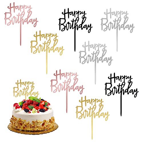 LEIMEND 16 Stücke Happy Birthday Tortendeko Acryl Glitter Cake Topper Cake Topper Happy Birthday Wiederverwend, Zur Dekoration von Geburtstagstorten (4 Farben) von LEIMEND