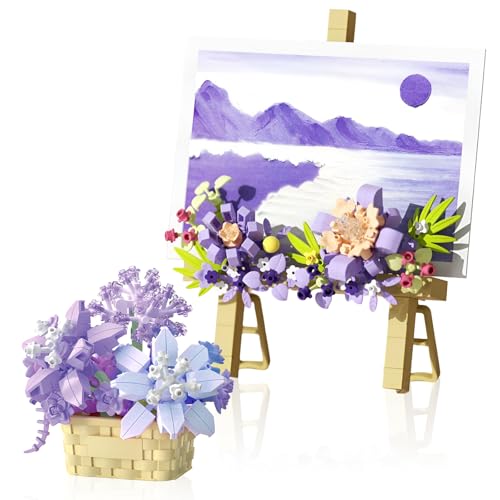 LEIMEND 558 Stück Blumen Bausteine Set Lila Blumenstrauß Bausteine Sets mit Staffelei Korb Blumen Bausteinen Set Blumen Geschenke Tischdekorationen für Mädchen und Erwachsene LEIMEND 558 Stück Blumen Bausteine Set Lila Blumenstrauß Bausteine Sets mit Staffelei Korb Blumen Bausteinen Set Blumen Geschenke Tischdekorationen für Mädchen und Erwachsene von LEIMEND