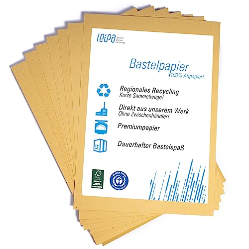 100 Blatt A3 Buntpapier Basteln Gelb Bunte Pappe Blätter für Kinder 130g/m² LEIPA Manila-Karton Dekorieren, Recyceltes Bastelpapier, Tonpapier Bastel-Papier Bastelset Malblock, Vintage/Retro (A3) von LEIPA passion progress technology