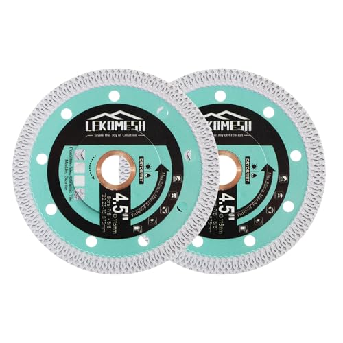 11,4 cm Fliesenklinge – 2 Stück Diamant-Sägeblatt, Trennscheibe mit X-Maschen, superdünn, schnell, sauber geschnitten, Porzellan, Keramik, Fliesen, Marmor, Granit, Kunststein 11,4 cm Fliesenklinge – 2 Stück Diamant-Sägeblatt, Trennscheibe mit X-Maschen, superdünn, schnell, sauber geschnitten, Porzellan, Keramik, Fliesen, Marmor, Granit, Kunststein von LEKOMESH