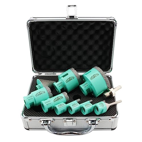 LEKOMESH Diamant Fliesenbohrer Set - 10pcs (6/6/8/25/35/50/68mm+Fasenfräser Bits(6-25mm)+50mm Diamant Fasenfräser+Adapter) Für Porzellan Keramik Fliesen Marmor Granit Stein Quarz von LEKOMESH