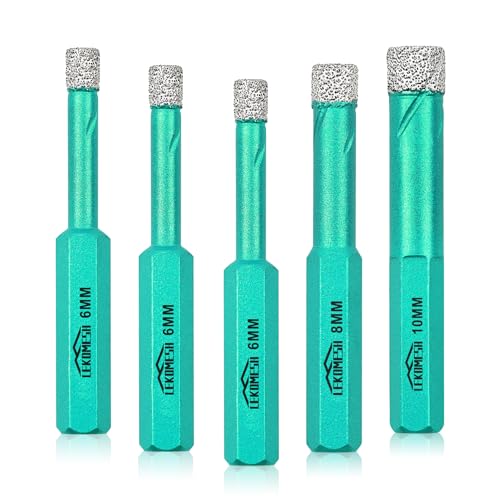 Diamant Bohrkrone LEKOMESH Fliesenbohrer Set - 5pcs 6/6/6/8/10MM Diamantbohrer Sechskantschaft Porzellanfliesen Bohrer für Keramik Marmor Granit Stein Quarz,Vakuum Gelötet Diamant Bohrkrone LEKOMESH Fliesenbohrer Set - 5pcs 6/6/6/8/10MM Diamantbohrer Sechskantschaft Porzellanfliesen Bohrer für Keramik Marmor Granit Stein Quarz,Vakuum Gelötet von LEKOMESH