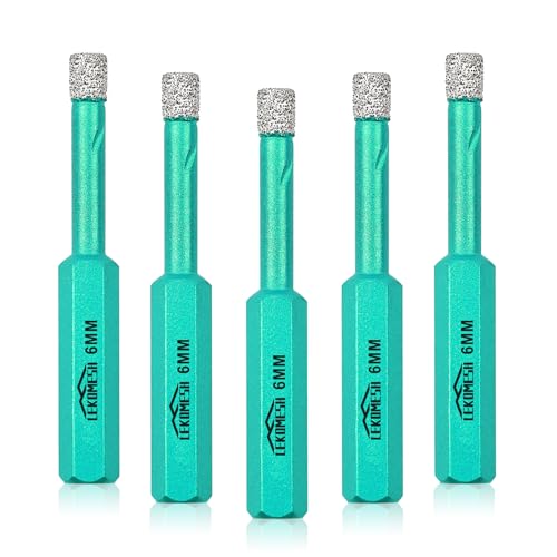 Diamant Bohrkrone LEKOMESH Fliesenbohrer Set - 5pcs 6MM Diamantbohrer Sechskantschaft Porzellanfliesen Bohrer für Keramik Marmor Granit Stein Quarz,Vakuum Gelötet Diamant Bohrkrone LEKOMESH Fliesenbohrer Set - 5pcs 6MM Diamantbohrer Sechskantschaft Porzellanfliesen Bohrer für Keramik Marmor Granit Stein Quarz,Vakuum Gelötet von LEKOMESH