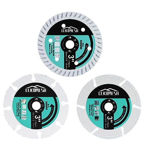 Diamant Trennscheiben Set - 3pcs 75x10 mm Hartmetall Holz/Beton/Metall Schneideklinge zum Schneiden von Holz, Granit, Marmor, Beton, Armierungseisen, Stahlplatten,LEKOMESH Diamant Trennscheiben Set - 3pcs 75x10 mm Hartmetall Holz/Beton/Metall Schneideklinge zum Schneiden von Holz, Granit, Marmor, Beton, Armierungseisen, Stahlplatten,LEKOMESH von LEKOMESH
