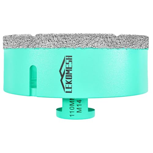 Diamantbohrkrone Fliesenbohrer 110MM Lochsäge - LEKOMESH Für Porzellan Keramik Fliesen Marmor Granit Stein Quarz Vakuumgelötete M14 Gewinde für Winkelschleifer Diamantbohrkrone Fliesenbohrer 110MM Lochsäge - LEKOMESH Für Porzellan Keramik Fliesen Marmor Granit Stein Quarz Vakuumgelötete M14 Gewinde für Winkelschleifer von LEKOMESH