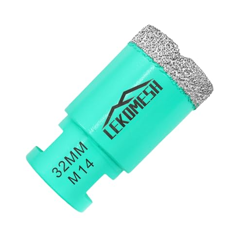 Diamantbohrkrone Fliesenbohrer 32MM Lochsäge - LEKOMESH Für Porzellan Keramik Fliesen Marmor Granit Stein Quarz Vakuumgelötete M14 Gewinde für Winkelschleifer Diamantbohrkrone Fliesenbohrer 32MM Lochsäge - LEKOMESH Für Porzellan Keramik Fliesen Marmor Granit Stein Quarz Vakuumgelötete M14 Gewinde für Winkelschleifer von LEKOMESH