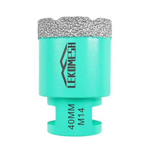 Diamantbohrkrone Fliesenbohrer 40MM Lochsäge - LEKOMESH Für Porzellan Keramik Fliesen Marmor Granit Stein Quarz Vakuumgelötete M14 Gewinde für Winkelschleifer Diamantbohrkrone Fliesenbohrer 40MM Lochsäge - LEKOMESH Für Porzellan Keramik Fliesen Marmor Granit Stein Quarz Vakuumgelötete M14 Gewinde für Winkelschleifer von LEKOMESH