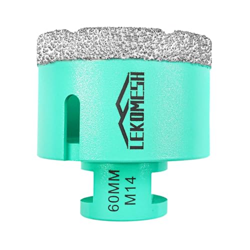 Diamantbohrkrone Fliesenbohrer 60MM Lochsäge - LEKOMESH Für Porzellan Keramik Fliesen Marmor Granit Stein Quarz Vakuumgelötete M14 Gewinde für Winkelschleifer Diamantbohrkrone Fliesenbohrer 60MM Lochsäge - LEKOMESH Für Porzellan Keramik Fliesen Marmor Granit Stein Quarz Vakuumgelötete M14 Gewinde für Winkelschleifer von LEKOMESH
