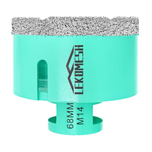 Diamantbohrkrone Fliesenbohrer 68MM Lochsäge - LEKOMESH Für Porzellan Keramik Fliesen Marmor Granit Stein Quarz Vakuumgelötete M14 Gewinde für Winkelschleifer Diamantbohrkrone Fliesenbohrer 68MM Lochsäge - LEKOMESH Für Porzellan Keramik Fliesen Marmor Granit Stein Quarz Vakuumgelötete M14 Gewinde für Winkelschleifer von LEKOMESH