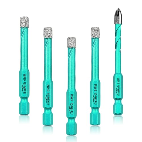 Diamantbohrkrone Fliesenbohrer Set 4pcs - 6MM - LEKOMESH Diamantbohrer & 1pc 6MM Hartmetallbohrer,Schnellwechsel-Sechskant-Schaft Porzellanfliesen Bohrer für Keramik Marmor Granit Stein Quarz Diamantbohrkrone Fliesenbohrer Set 4pcs - 6MM - LEKOMESH Diamantbohrer & 1pc 6MM Hartmetallbohrer,Schnellwechsel-Sechskant-Schaft Porzellanfliesen Bohrer für Keramik Marmor Granit Stein Quarz von LEKOMESH