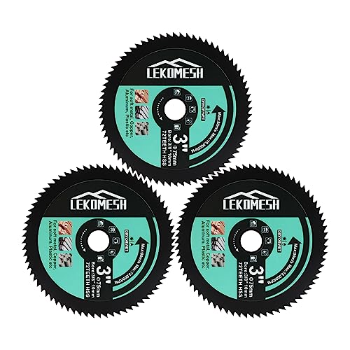 HSS-Kreissägeblatt - 3 pcs 75mm x 10mm 72T Trennscheibe zum Schneiden von Weichmetall, Kupfer, Aluminium, Holz, Kunststoff, für Winkelschleifer,LEKOMESH HSS-Kreissägeblatt - 3 pcs 75mm x 10mm 72T Trennscheibe zum Schneiden von Weichmetall, Kupfer, Aluminium, Holz, Kunststoff, für Winkelschleifer,LEKOMESH von LEKOMESH