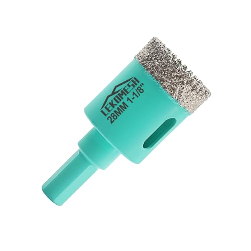 LEKOMESH Diamant Fliesenbohrer Bohrkrone - 28MM Diamant Lochsäge mit Dreikant-Schaft Für Porzellan Keramik Fliesen Marmor Granit Stein LEKOMESH Diamant Fliesenbohrer Bohrkrone - 28MM Diamant Lochsäge mit Dreikant-Schaft Für Porzellan Keramik Fliesen Marmor Granit Stein von LEKOMESH