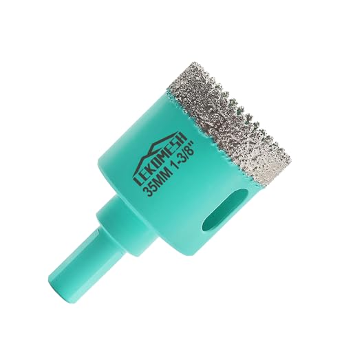 LEKOMESH Diamant Fliesenbohrer Bohrkrone - 35MM Diamant Lochsäge mit Dreikant-Schaft Für Porzellan Keramik Fliesen Marmor Granit Stein von LEKOMESH