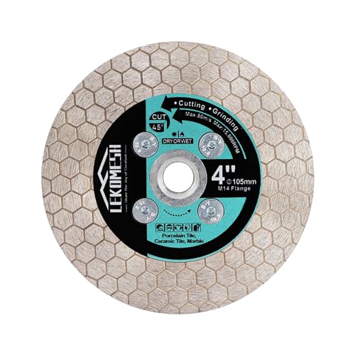 LEKOMESH Diamant Fliesenscheibe 105mm - Diamant Trennscheibe Doppelseitige zum Schneiden Schleifen von Porzellan Keramik Fliesen Marmor Granit Kunststein, M14 Gewinde LEKOMESH Diamant Fliesenscheibe 105mm - Diamant Trennscheibe Doppelseitige zum Schneiden Schleifen von Porzellan Keramik Fliesen Marmor Granit Kunststein, M14 Gewinde von LEKOMESH