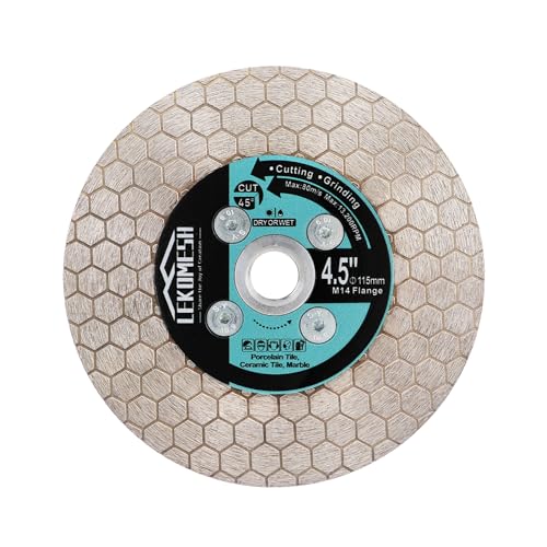 LEKOMESH Diamant Fliesenscheibe 115mm - Diamant Trennscheibe Doppelseitige zum Schneiden Schleifen von Porzellan Keramik Fliesen Marmor Granit Kunststein, M14 Gewinde LEKOMESH Diamant Fliesenscheibe 115mm - Diamant Trennscheibe Doppelseitige zum Schneiden Schleifen von Porzellan Keramik Fliesen Marmor Granit Kunststein, M14 Gewinde von LEKOMESH