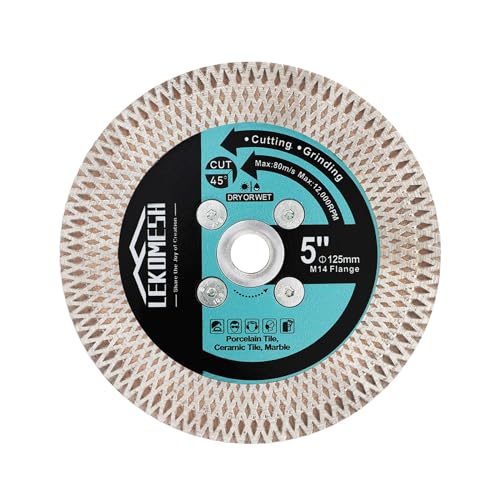 LEKOMESH Diamant Fliesenscheibe 125mm - Diamant Trennscheibe Doppelseitige zum Schneiden Schleifen von Porzellan Keramik Fliesen Marmor Granit Kunststein, M14 Gewinde, X-Masche LEKOMESH Diamant Fliesenscheibe 125mm - Diamant Trennscheibe Doppelseitige zum Schneiden Schleifen von Porzellan Keramik Fliesen Marmor Granit Kunststein, M14 Gewinde, X-Masche von LEKOMESH