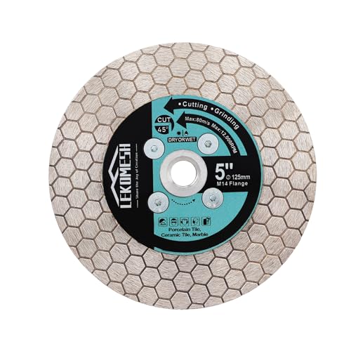 LEKOMESH Diamant Fliesenscheibe 125mm - Diamant Trennscheibe Doppelseitige zum Schneiden Schleifen von Porzellan Keramik Fliesen Marmor Granit Kunststein, M14 Gewinde LEKOMESH Diamant Fliesenscheibe 125mm - Diamant Trennscheibe Doppelseitige zum Schneiden Schleifen von Porzellan Keramik Fliesen Marmor Granit Kunststein, M14 Gewinde von LEKOMESH