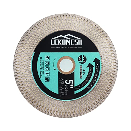 LEKOMESH Diamanttrennscheibe Fliesenscheibe 125MM - Diamant-Trennscheibe für Porzellan Keramik Fliesen Marmor Granit Kunststein,Angle Grinder Blade with X Mesh Rim von LEKOMESH