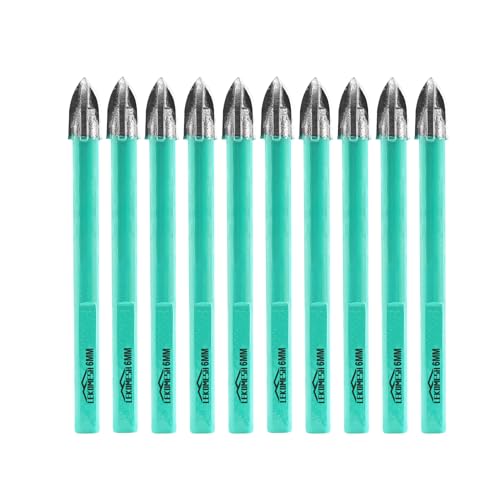 LEKOMESH Fliesenbohrer Betonbohrer Bohrkrone Set - 10 Stück 6mm Hartmetallbohre für Holz, Kunststoff, Mauerwerk, Keramikfliesen, Beton, Marmor, Dreikant-Schaft LEKOMESH Fliesenbohrer Betonbohrer Bohrkrone Set - 10 Stück 6mm Hartmetallbohre für Holz, Kunststoff, Mauerwerk, Keramikfliesen, Beton, Marmor, Dreikant-Schaft von LEKOMESH