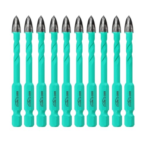 LEKOMESH Fliesenbohrer Betonbohrer Bohrkrone Set - 10 Stück 6mm Hartmetallbohre für Holz, Kunststoff, Mauerwerk, Keramikfliesen, Beton, Marmor, Schnellwechsel-Sechskant-Schaft LEKOMESH Fliesenbohrer Betonbohrer Bohrkrone Set - 10 Stück 6mm Hartmetallbohre für Holz, Kunststoff, Mauerwerk, Keramikfliesen, Beton, Marmor, Schnellwechsel-Sechskant-Schaft von LEKOMESH