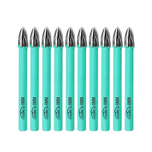 LEKOMESH Fliesenbohrer Betonbohrer Bohrkrone Set - 10 Stück 8mm Hartmetallbohre für Holz, Kunststoff, Mauerwerk, Keramikfliesen, Beton, Marmor, Rund-Schaft LEKOMESH Fliesenbohrer Betonbohrer Bohrkrone Set - 10 Stück 8mm Hartmetallbohre für Holz, Kunststoff, Mauerwerk, Keramikfliesen, Beton, Marmor, Rund-Schaft von LEKOMESH