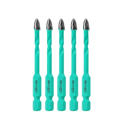 LEKOMESH Fliesenbohrer Betonbohrer Bohrkrone Set - 5 Stück 5mm Hartmetallbohre für Holz, Kunststoff, Mauerwerk, Keramikfliesen, Beton, Marmor, Schnellwechsel-Sechskant-Schaft LEKOMESH Fliesenbohrer Betonbohrer Bohrkrone Set - 5 Stück 5mm Hartmetallbohre für Holz, Kunststoff, Mauerwerk, Keramikfliesen, Beton, Marmor, Schnellwechsel-Sechskant-Schaft von LEKOMESH