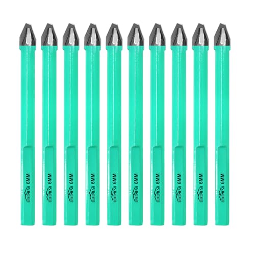LEKOMESH Fliesenbohrer Glasbohrer Betonbohrer Set - 10 Stück 6mm Hartmetallbohre für Holz, Kunststoff, Mauerwerk, Keramikfliesen, Marmor, Glas, Dreikant-Schaft LEKOMESH Fliesenbohrer Glasbohrer Betonbohrer Set - 10 Stück 6mm Hartmetallbohre für Holz, Kunststoff, Mauerwerk, Keramikfliesen, Marmor, Glas, Dreikant-Schaft von LEKOMESH