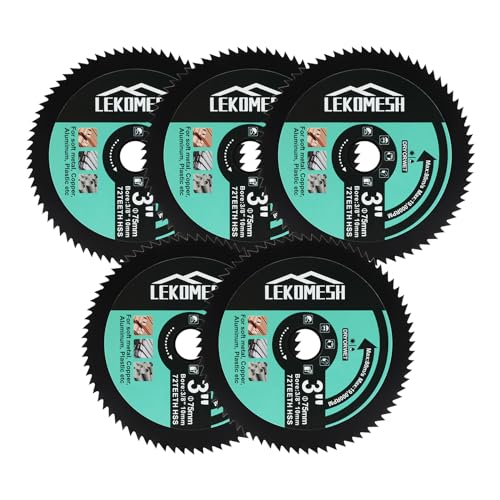 LEKOMESH HSS Kreissägeblatt, 75 mm x Dorn 10 mm, Trennscheiben für Holz, Kupfer, Aluminium, Kunststoff und weiches Metall, 5 Stück LEKOMESH HSS Kreissägeblatt, 75 mm x Dorn 10 mm, Trennscheiben für Holz, Kupfer, Aluminium, Kunststoff und weiches Metall, 5 Stück von LEKOMESH