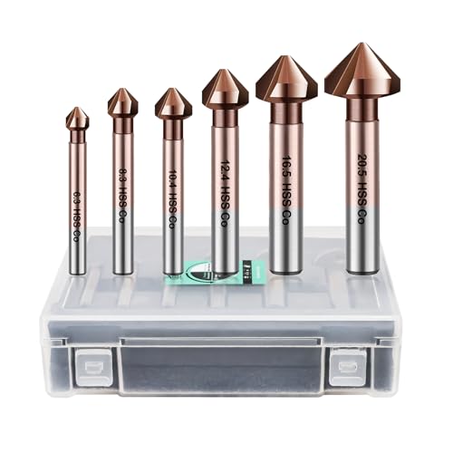 LEKOMESH Kegelsenker Set für Metall - Senker Bohrer Set 6 Stück Ø 6,3-20,5 mm aus HSS Stahl Kobalt-Senkbohrer-Set für Rostfreier Stahl Eisen Aluminium Holz, M35, Rundschaft LEKOMESH Kegelsenker Set für Metall - Senker Bohrer Set 6 Stück Ø 6,3-20,5 mm aus HSS Stahl Kobalt-Senkbohrer-Set für Rostfreier Stahl Eisen Aluminium Holz, M35, Rundschaft von LEKOMESH