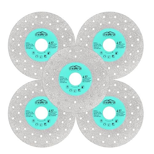 LEKOMESH Steinplatten Schleifscheibe Diamantscheibe 115MM - Glasschneidescheibe (5 Stück) Granit-Trennblatt Diamant-Schleifscheibe für Steinplatten Fliesen Marmor Granit Glas Diamant-Sägeblätter von LEKOMESH