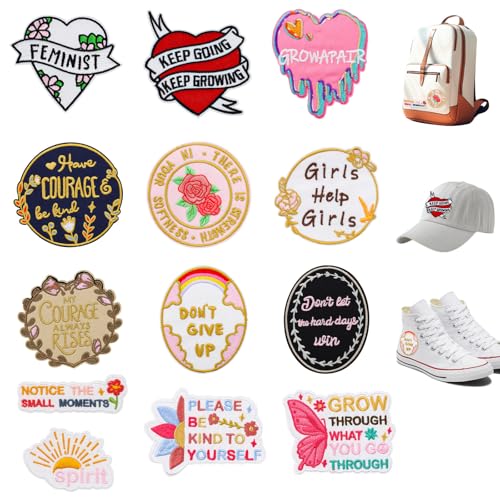 LELE LIFE 13 Stück Aufnäher zum Aufbügeln für Kleidung, Hüte, positive Bestätigungen, niedlich, bestickt, Boho-Stil, inspirierende Worte für Rucksäcke, Jacken, Jeans LELE LIFE 13 Stück Aufnäher zum Aufbügeln für Kleidung, Hüte, positive Bestätigungen, niedlich, bestickt, Boho-Stil, inspirierende Worte für Rucksäcke, Jacken, Jeans von LELE LIFE
