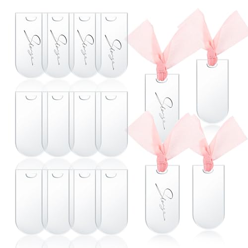 LELE LIFE Acryl-Tischkarten, DIY-Hochzeitsschilder, Namensschilder, Geschenkanhänger, Tischschilder, Blanko Anhänger Mit Löchern, Transparent, 16 Stück von LELE LIFE