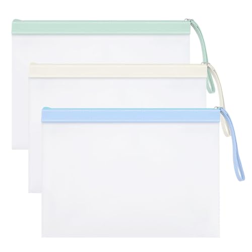 LELE LIFE Wasserdichte Dokumententasche mit Reißverschluss, dick, A4-Format in Briefgröße, transparenter Aktenordner für Papier, Projekte, Puzzle, Brettspiele, Aufbewahrung mit Handschlaufe, 3 Stück LELE LIFE Wasserdichte Dokumententasche mit Reißverschluss, dick, A4-Format in Briefgröße, transparenter Aktenordner für Papier, Projekte, Puzzle, Brettspiele, Aufbewahrung mit Handschlaufe, 3 Stück von LELE LIFE