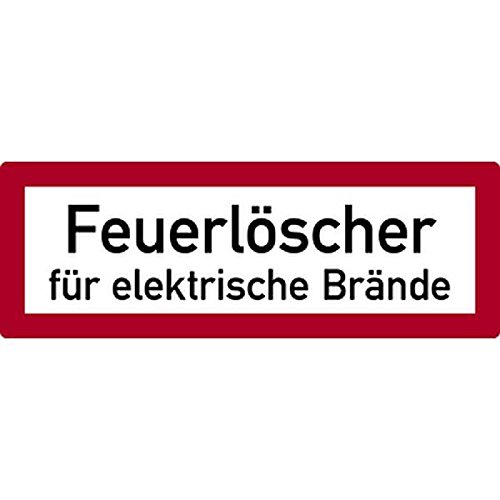 LEMAX® Aufkleber Feuerwehrschild, Feuerlöscher für elektrische Brände - DIN 4066 Folie selbstklebend 148x52mm von LEMAX