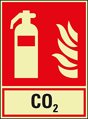 LEMAX® Brandschutz-Kombischild Feuerlöscher CO2, ISO, Folie, selbstklebend, 200x270mm von LEMAX
