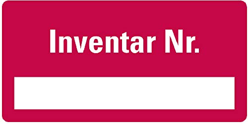 LEMAX® Inventaretikett Inventar-Nr.,rot,Dokumentenfolie,Spezialkleber,40x20mm,16/Bogen von LEMAX