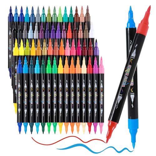 Lemeitu Acrylfarben-Marker, 60 Farben, Doppelspitze, Farbstifte für Holz, Leinwand, Stein, Steinmalerei, Glas, Keramikoberflächen, Bastelarbeiten, Kunstbedarf Lemeitu Acrylfarben-Marker, 60 Farben, Doppelspitze, Farbstifte für Holz, Leinwand, Stein, Steinmalerei, Glas, Keramikoberflächen, Bastelarbeiten, Kunstbedarf von Lemeitu