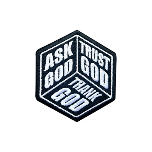 LEMEPINZ Ask God Trust God Thank God Patch, Größe 7,6 cm, zum Aufbügeln auf Anbetung, Stickerei-Flicken für Hüte, Kleidung, Rucksäcke, Jeans, DIY Aufnäher zum Aufnähen, Fabic-Flicken, Gott-Aufnäher von LEMEPINZ