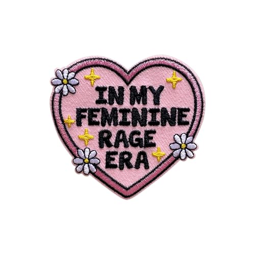 LEMEPINZ Aufbügler in My Feminine Rage Era, Herz-Aufnäher, Größe 7,6 cm, feministische Stickerei-Flicken für Hüte, Kleidung, Rucksäcke, Jeans, DIY Aufnäher, Stoffflicken, Gänseblümchen, Geschenk für von LEMEPINZ