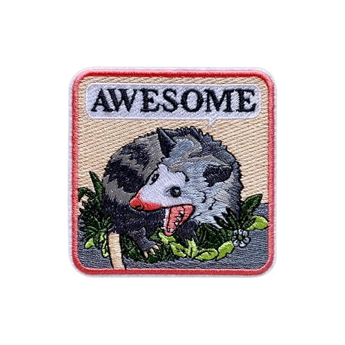 LEMEPINZ Awesome Opossum Patch, Größe 7,6 cm, zum Aufbügeln, lustiger Possum-Stickerei-Flicken für Hüte, Kleidung, Rucksäcke, Jeans, DIY-Aufnäher, Tierliebhaber-Flicken, lustiges Geschenk für Jungen von LEMEPINZ